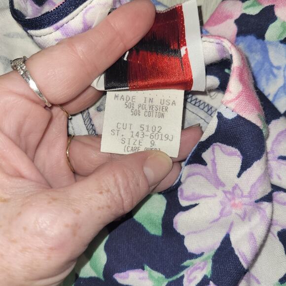 Vntg Womens 1980s Floral Print USA Made Britland 3/4 Sleeve Dress Size 9 - Picture 7 of 11